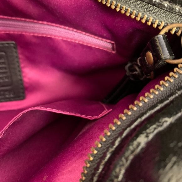 Coach Zoe Patent Leather Hobo Shoulder Bag--Black - Picture 14 of 16